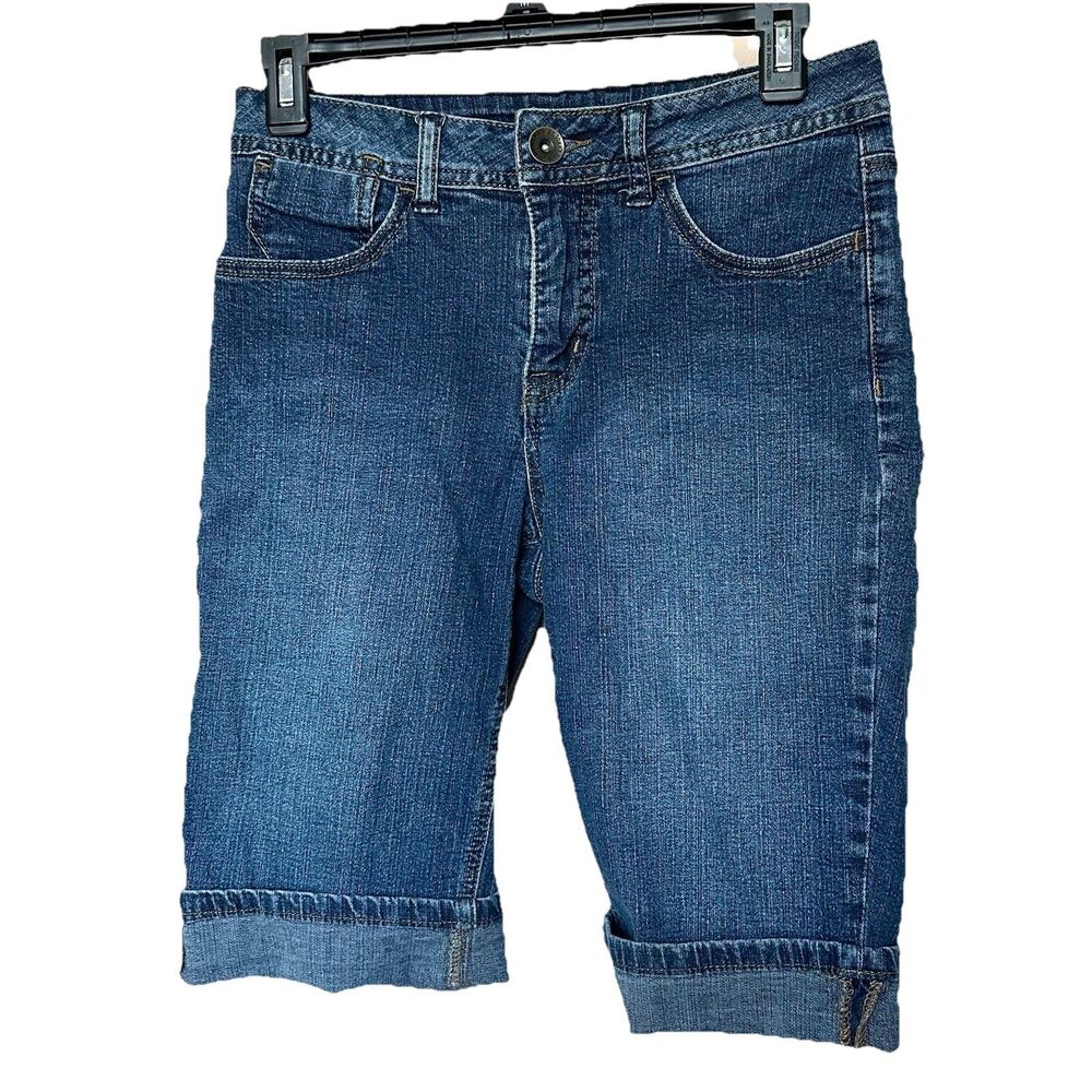 St Johns Bay Denim Shorts Womens 4 Stretch Blue Jean Bermuda Summer Casual Retro